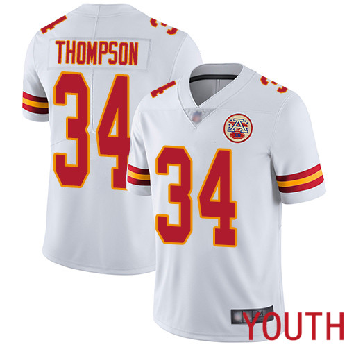 Youth Kansas City Chiefs 34 Thompson Darwin White Vapor Untouchable Limited Player Football Nike NFL Jersey